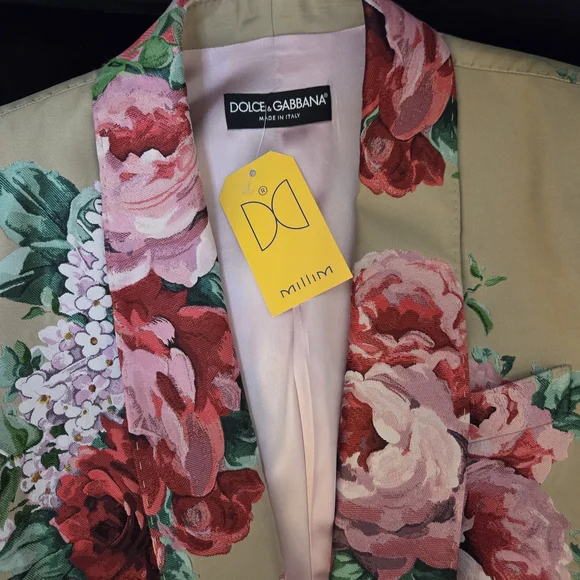 Dolce & Gabbana Floral Blazer in Red, Pink, and Yellow, Silk Blend - Picture 9 of 13